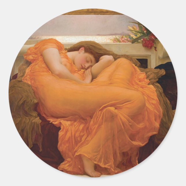Sticker Rond Flaming June par Frederic Leighton (Devant)