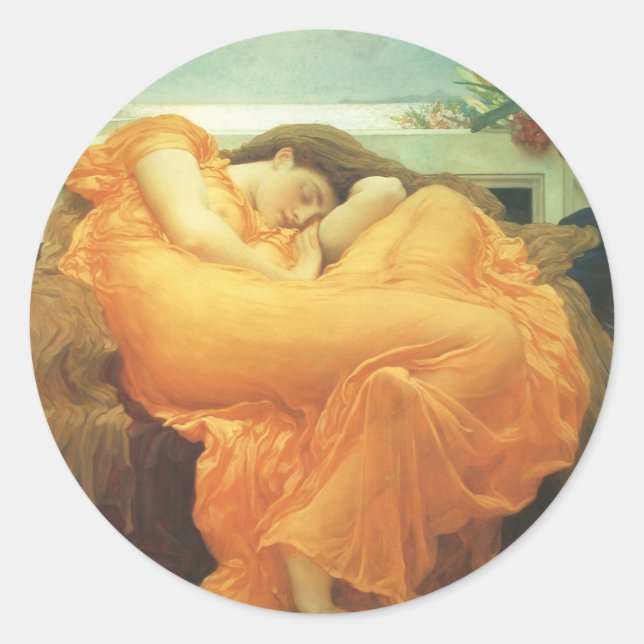 Sticker Rond Flaming June par Lord Frederic Leighton (Devant)
