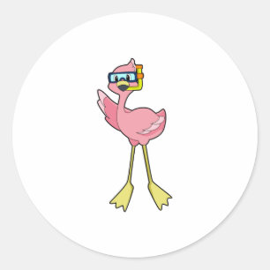 Sticker Rond Flamingo