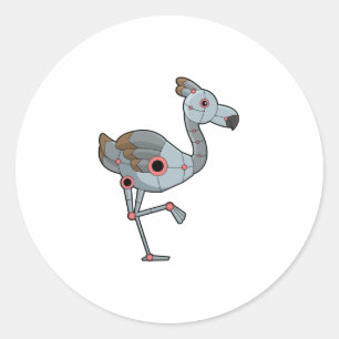 Sticker Rond Flamingo as Robot