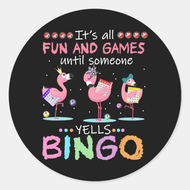 Sticker Rond Flamingo | Flaming Bingo Funny (Devant)
