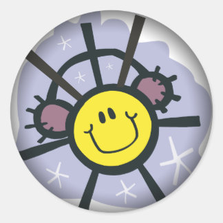 Sticker Rond Flamme de neige jaune avec mules d'oreilles