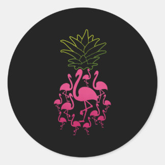 Sticker Rond Flamme Pineapple Cute Tropical Animal Fruit Girl