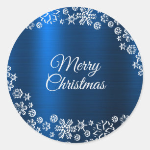 Sticker Rond Flammes blanches de Noël Nave Blue