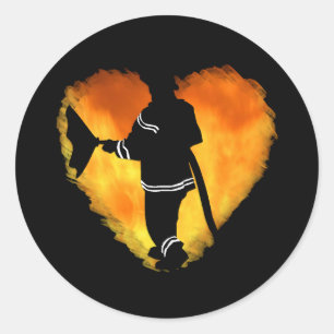 Sticker Rond Flammes d'amour des pompiers