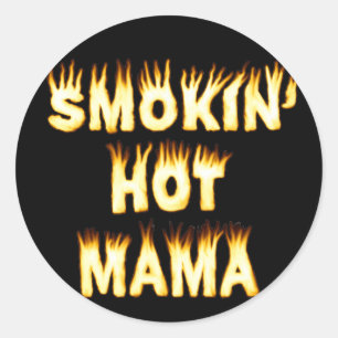 Sticker Rond Flammes de mère amusante de maman fumante