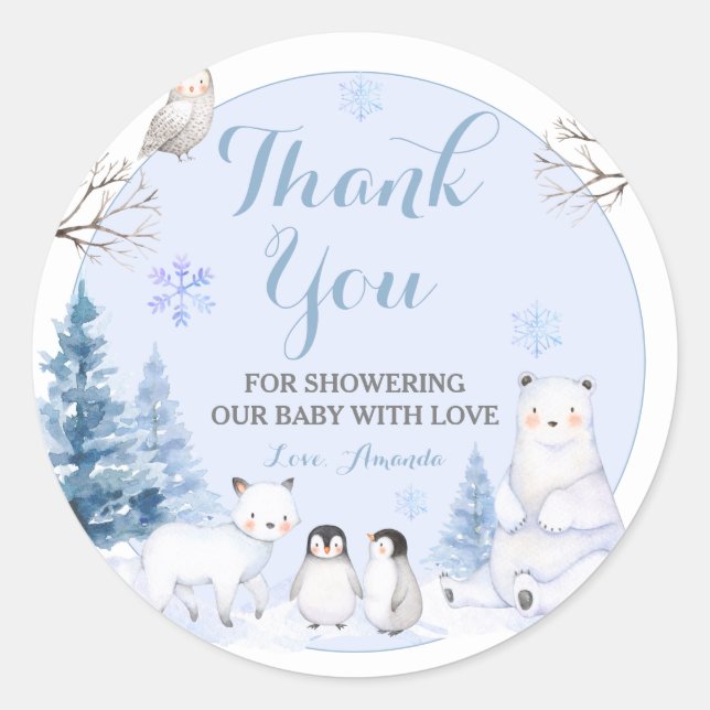 Sticker Rond Flammes de neige d'ANIMAL ARCTIQUE Arbres Merci (Devant)