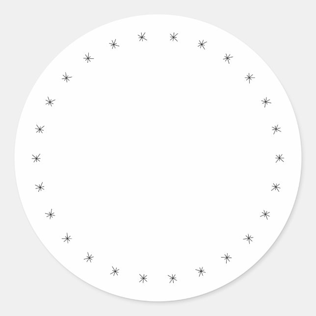 Sticker Rond Flammes de neige de Noël bordure noir blanc blanc  (Devant)