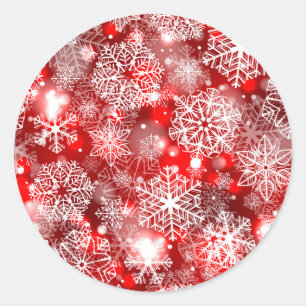 Sticker Rond Flammes de neige sur rouge