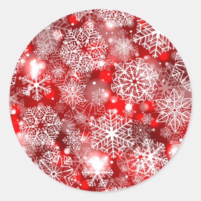 Sticker Rond Flammes de neige sur rouge (Devant)