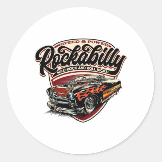 Sticker Rond Flammes de vitesse Rockabilly Hotrod - pos