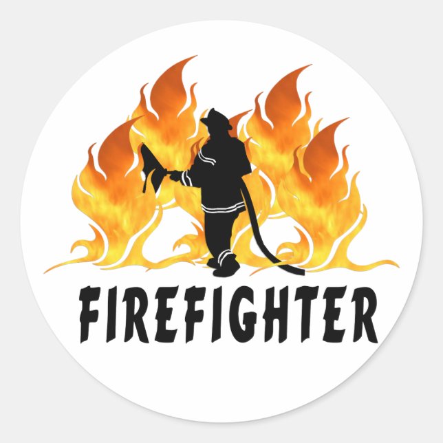 Sticker Rond Flammes des pompiers (Devant)