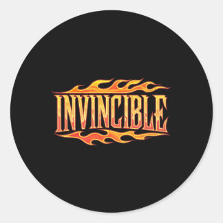 Sticker Rond Flammes Motivationnelles De Gym Invincible Flamme 