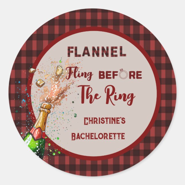 Sticker Rond Flannel Fling avant anneau rouge plaid bachelorett (Devant)