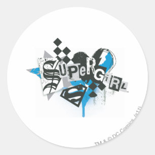 Sticker Rond Flaques et éclaboussure de Supergirl