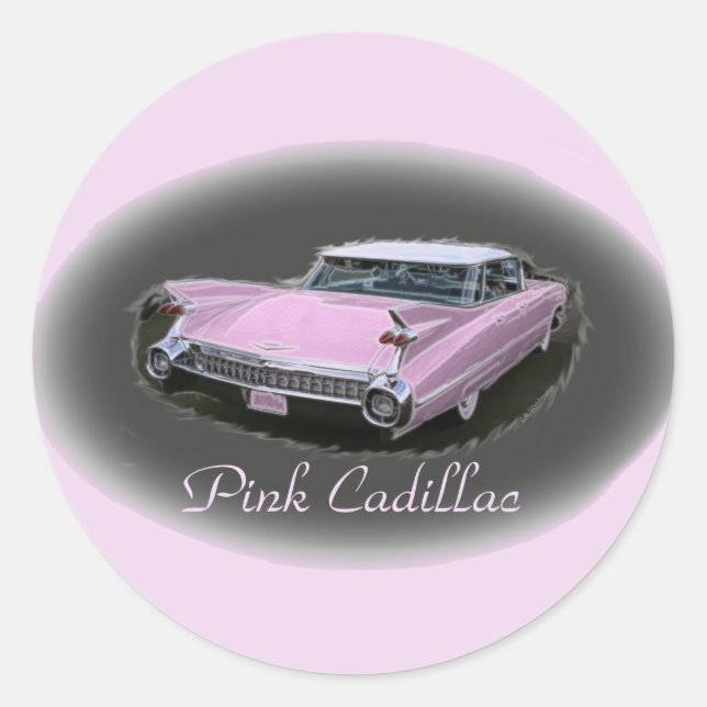 Sticker Rond Flash cadillac rose (Devant)