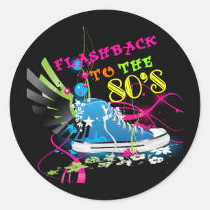 Sticker Rond Flashback vers le Basket Neon des années 80