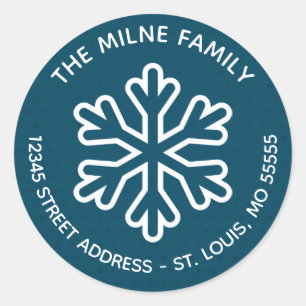 Sticker Rond Fléau de neige à motif bleu - Adresse de retour du