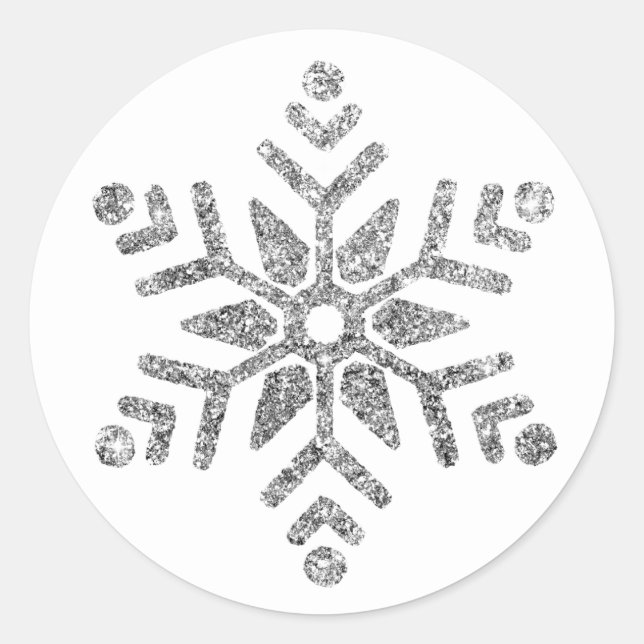 Sticker Rond Fléau de neige en argent diamant sur Mariage blanc (Devant)