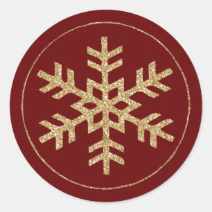 Sticker Rond Fléau de neige Parties scintillant rouge or