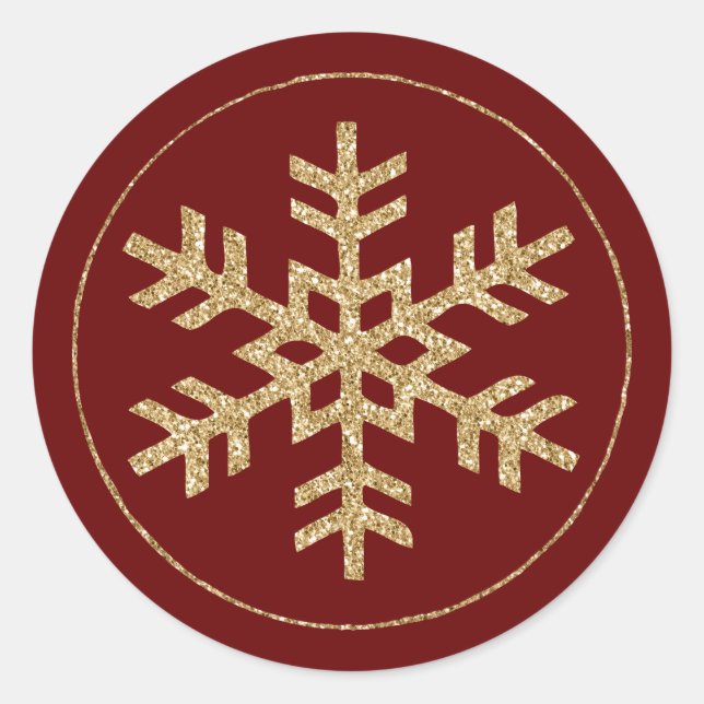 Sticker Rond Fléau de neige Parties scintillant rouge or (Devant)