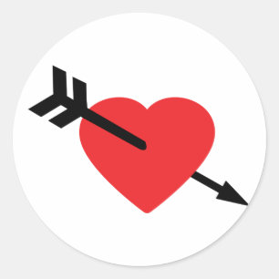 Sticker Rond Flèche Amour Coeur Rouge