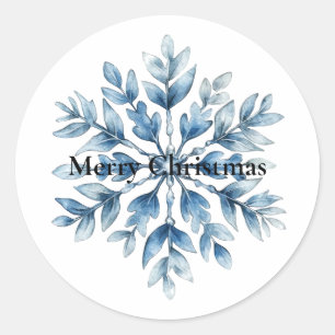 Sticker Rond Flèche de neige bleu blanc d'hiver