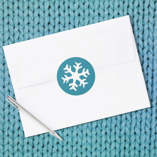 Sticker Rond Flèche de neige bleu blanc d'hiver (Créateur téléchargé)