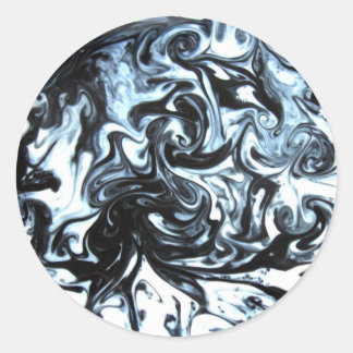 Sticker Rond Flèche d'encre bleue et noire