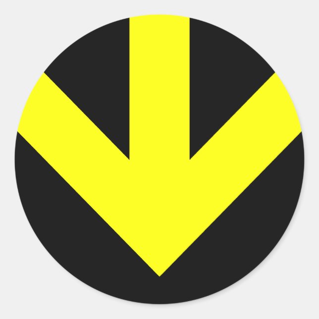 Sticker Rond flèche vers le bas. couleur personnalisable. (Devant)