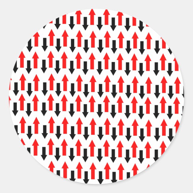 Sticker Rond Flèches rouges et noires pointant vers le bas (Devant)