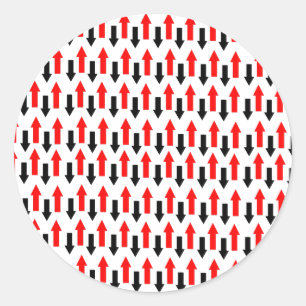 Sticker Rond Flèches rouges et noires pointant vers le bas