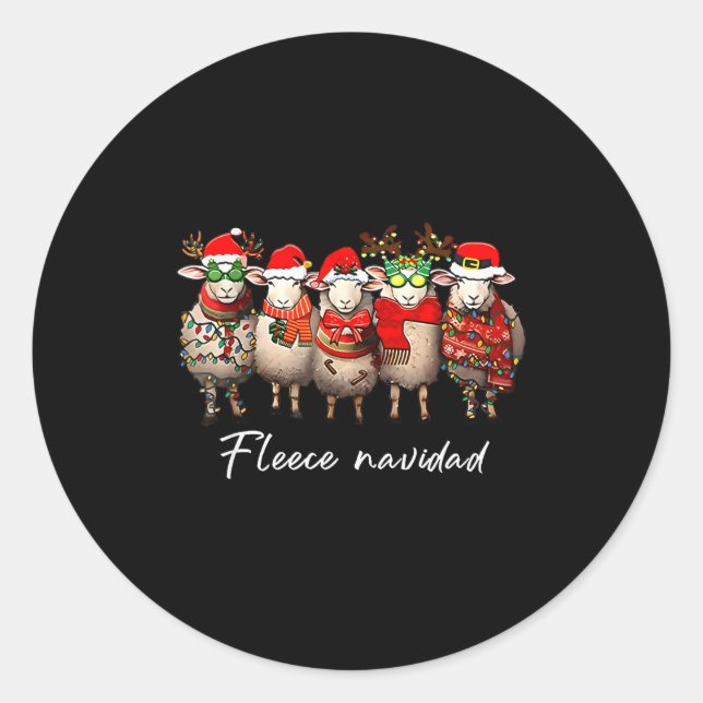 Sticker Rond Fleece Navidad Christmas Spanish Sheep Santa Sheep (Devant)