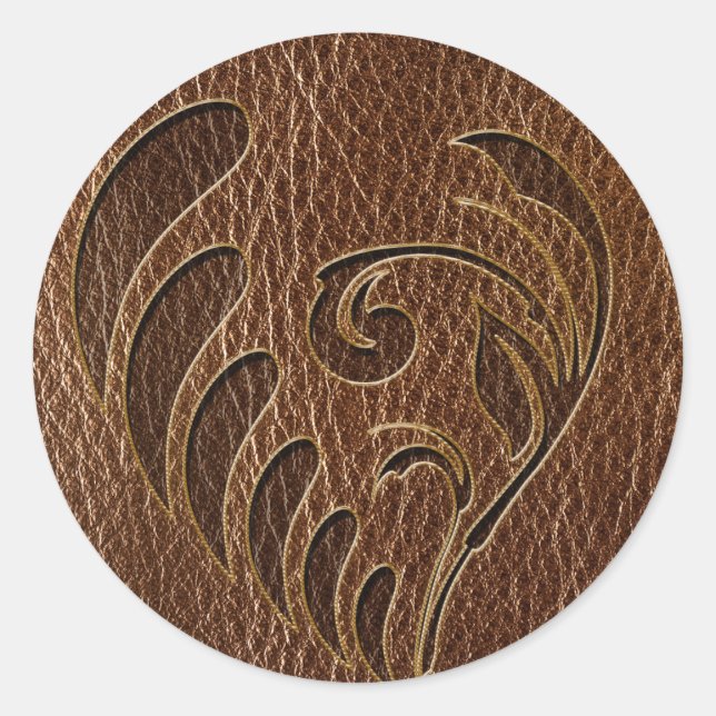 Sticker Rond Fleur à aspect cuir (Devant)