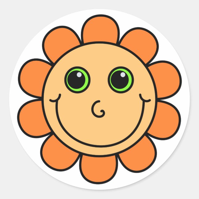 Sticker Rond Fleur à visage orange (Devant)