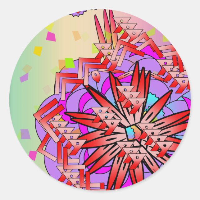 Sticker Rond Fleur Abstraite (Devant)