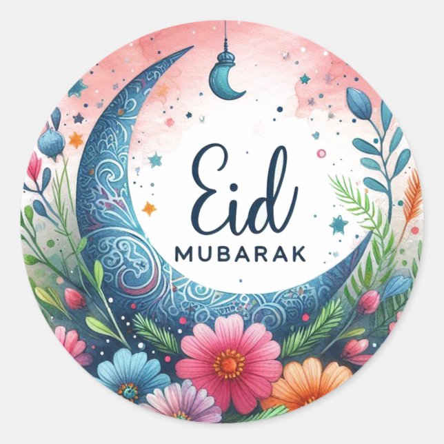 Sticker Rond Fleur Aïd Mibarak (Devant)