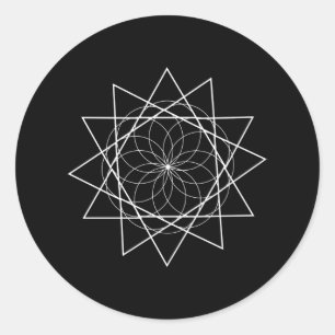 Sticker Rond Fleur avec triangles géométriques sacrées