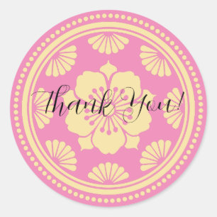 Sticker Rond Fleur cerise de Merci personnalisée