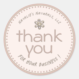 Sticker Rond Fleur circulaire en Merci neutre rose pâle
