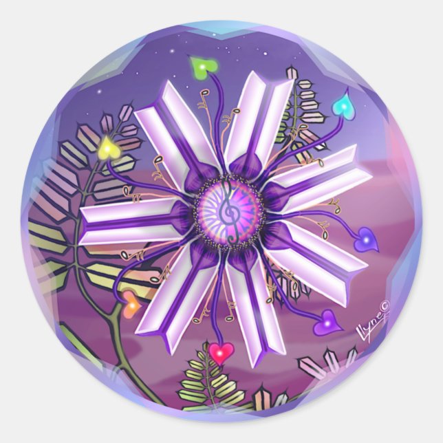 Sticker Rond Fleur dans le désert (Devant)