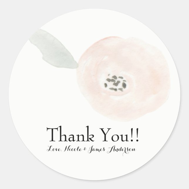 Sticker Rond Fleur d'aquarelle moderne mariage floral Favoriser (Devant)
