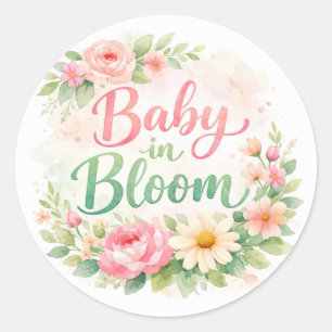 Sticker Rond Fleur de bébé Fille Baby Shower Florale