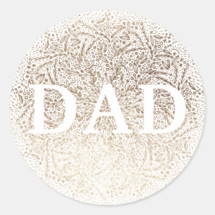 Sticker Rond Fleur de blanc or Fête des pères formelle élégante