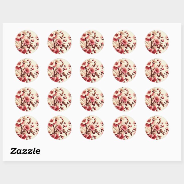 Sticker Rond Fleur de cerise (Feuille)