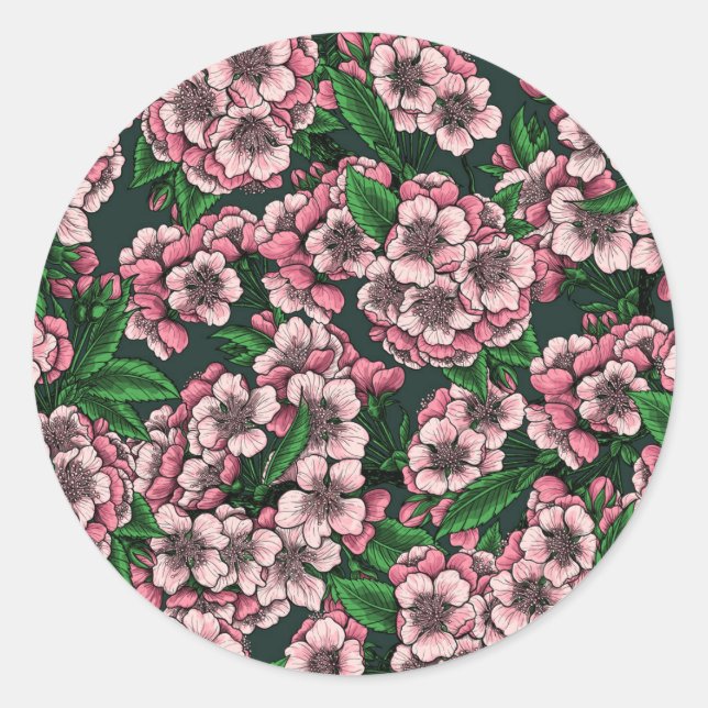 Sticker Rond Fleur de cerisier 2 (Devant)