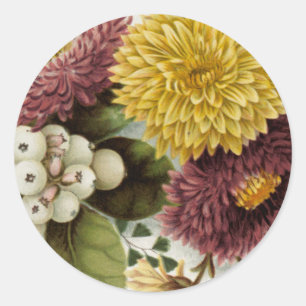 Sticker Rond Fleur de chrysanthème mère florale
