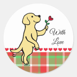 Sticker Rond Fleur de coeur minuscule du Labrador jaune Saint-V