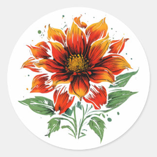Sticker Rond Fleur de feu Dahlia