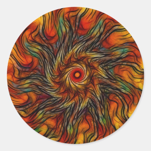 Sticker Rond Fleur de feu (Sticker) (Devant)